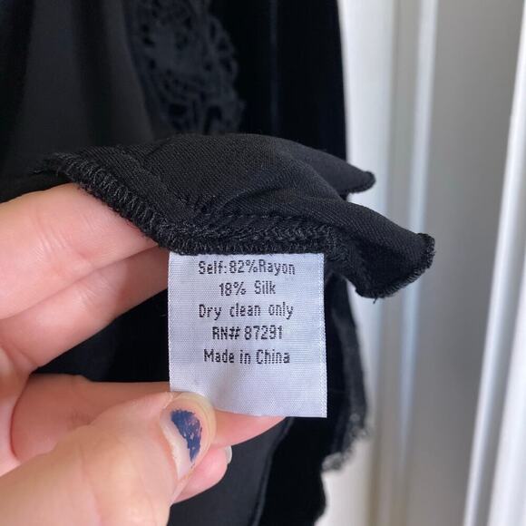 JOHNNY WAS 4LoveandLiberty Velvet Black Cardigan Whimsigoth 90s Witchy Boho Med - Picture 6 of 7